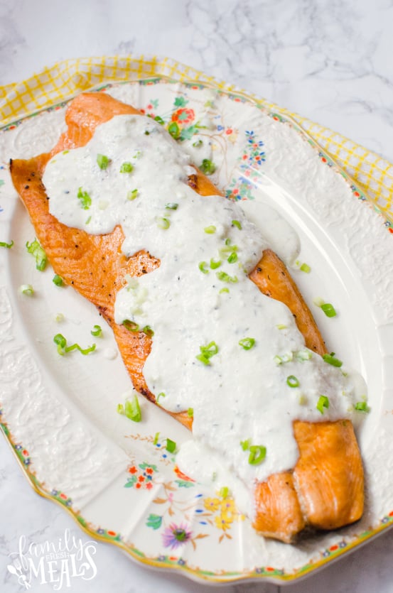 20 Minute Baked Salmon with Creamy Lemon Sauce Recipe Family Fresh Meals