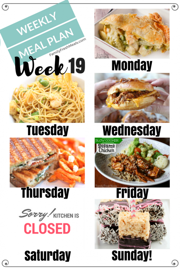 Easy Weekly Meal Plan Week 19