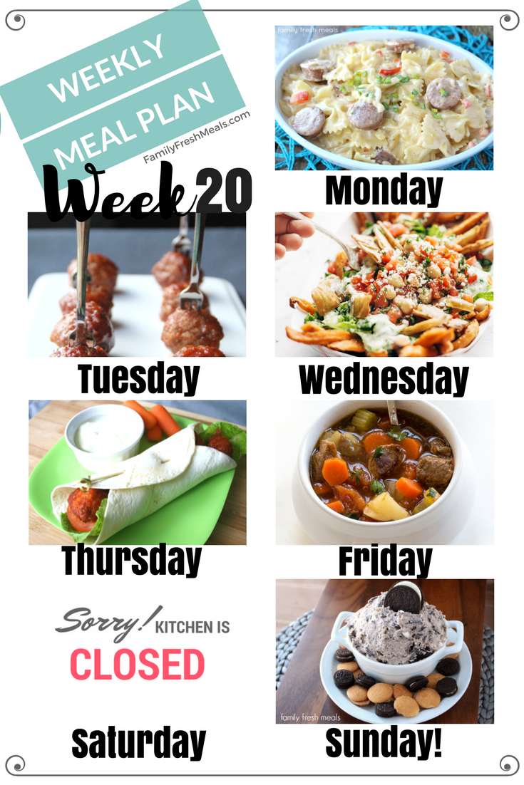 Easy Weekly Meal Plan Week 20