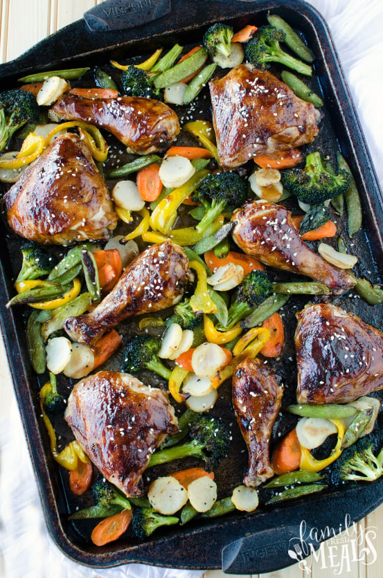 Teriyaki Chicken Sheet Pan Dinner Recipe - Family Fresh Meals