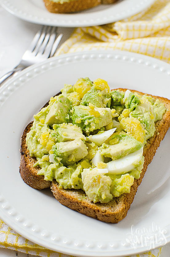 Healthy Avocado Egg Salad Recipe - Served on a white plate Family Fresh Meals
