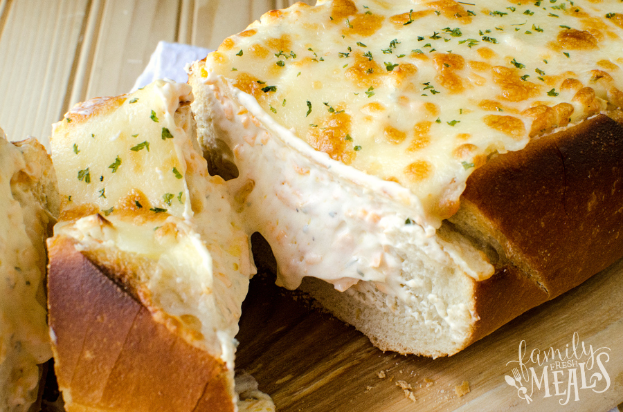 Beer Dip Stuffed Bread - Slice cheese stuffed bread appetizer