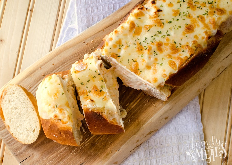 Beer Dip Stuffed Bread - Cheesy bread appetizer recipe