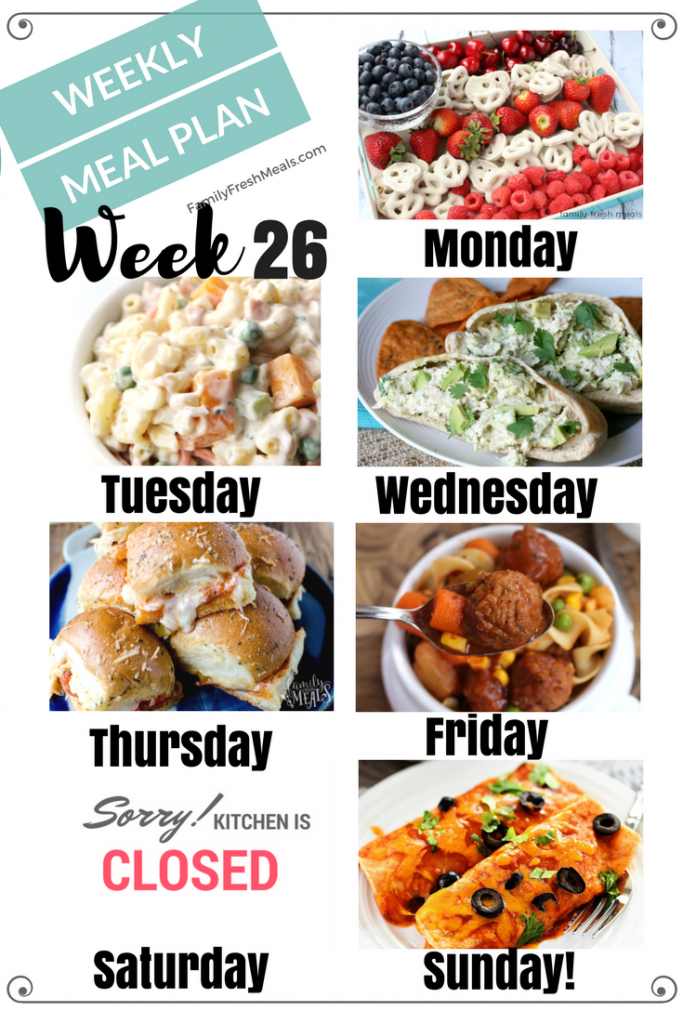 Easy Weekly Meal Plan Week 26