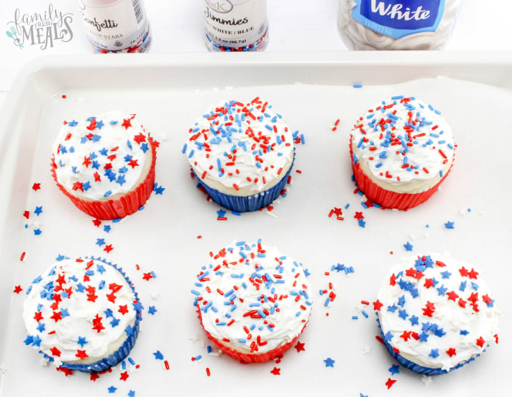 4th of July Fireworks Cupcakes Recipe - Step 1 - Family Fresh Meals