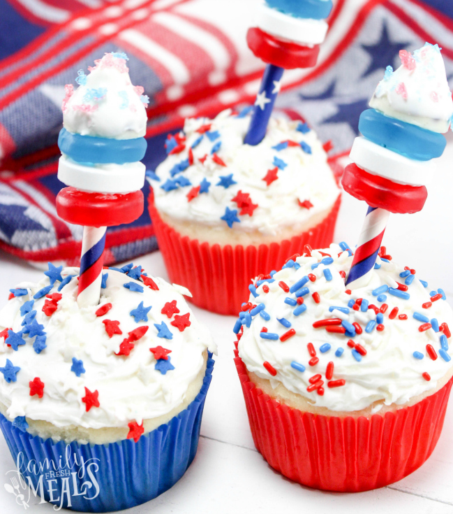 4th of July Fireworks Cupcakes Recipe. - Family Fresh Meals