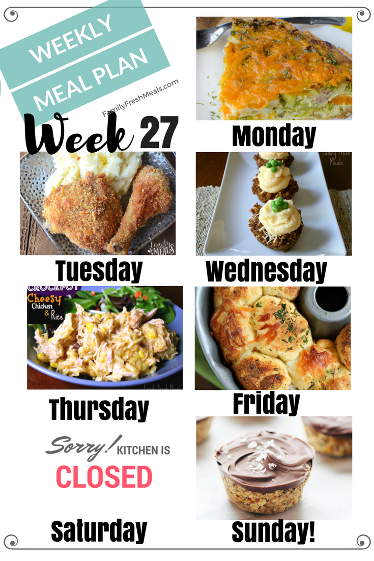 Easy Weekly Meal Plan Week 27