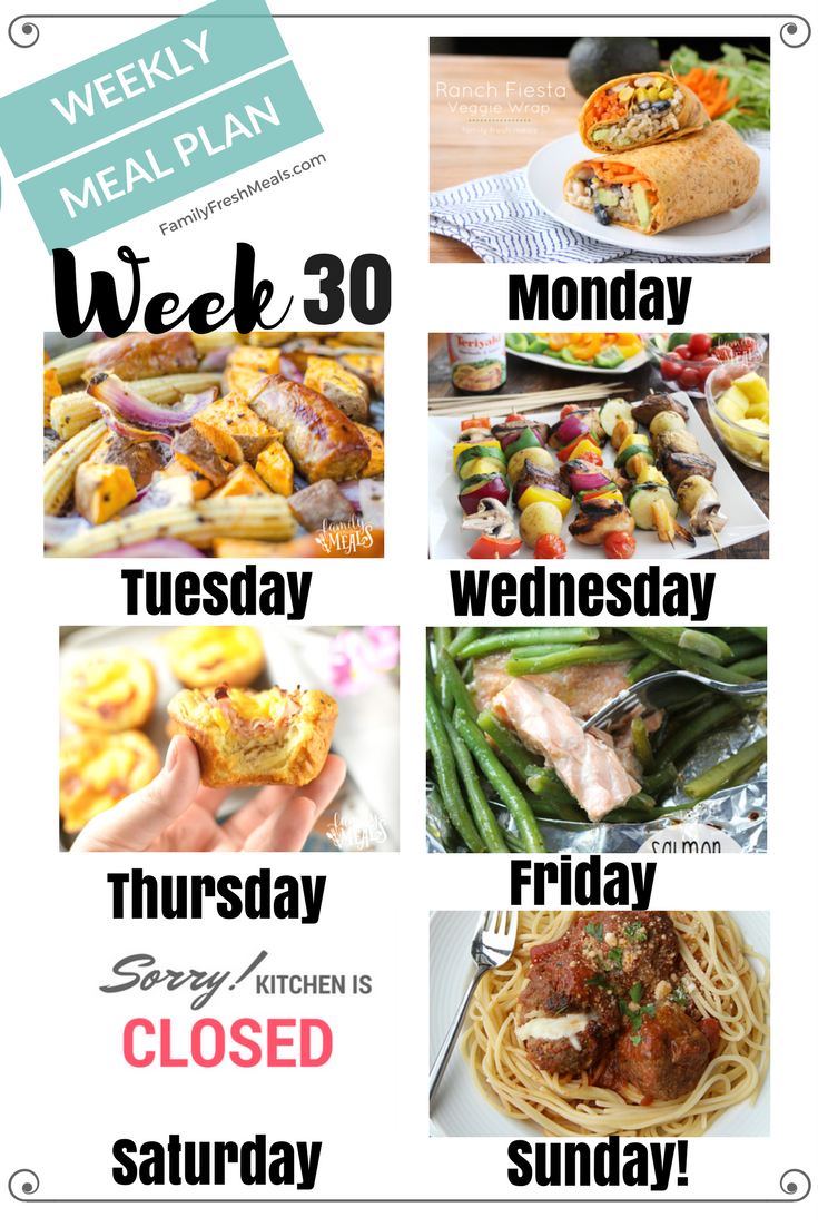 Easy Weekly Meal Plan Week 30