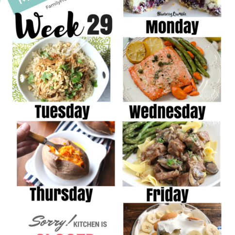 Easy Weekly Meal Plan Week 29