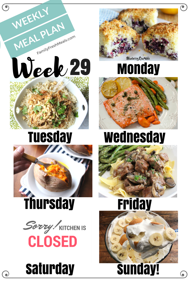 Easy Weekly Meal Plan Week 29