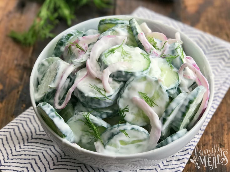 Homestyle Creamy Cucumber Salad Recipe -yum - Family Fresh Meals