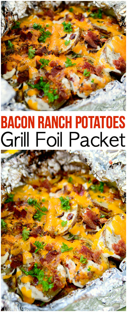 My Bacon Ranch Potatoes Grill Foil Packet are a twist on the classic loaded baked potato, except instead of cooking the whole potato on the grill! via @familyfresh