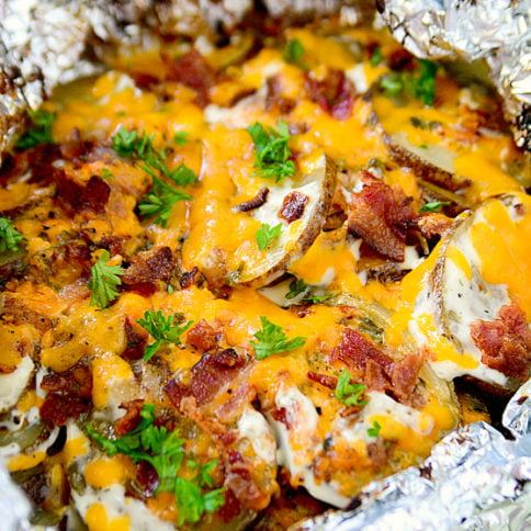Bacon Ranch Potatoes Grill Foil Packet Recipe - Family Fresh Meals - camping food