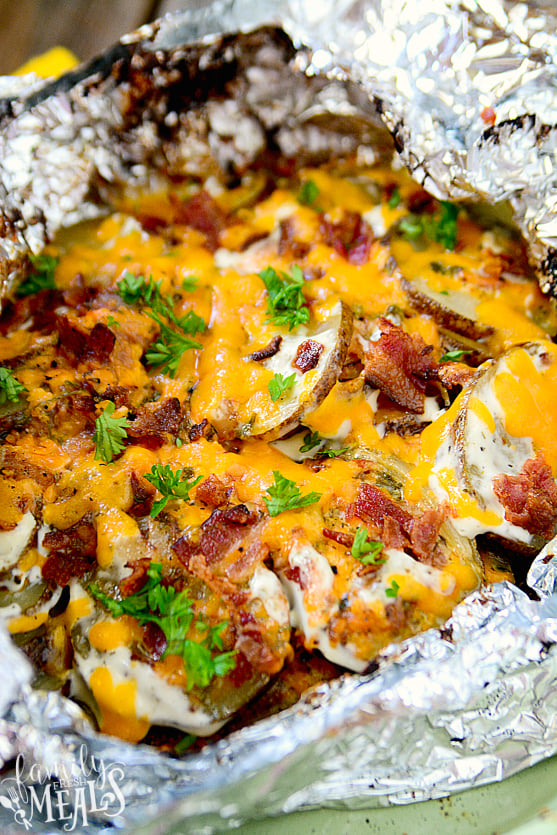 Bacon Ranch Potatoes Grill Foil Packet Recipe - Family Fresh Meals - camping food