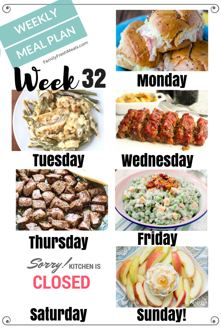 Easy Weekly Meal Plan Week 32