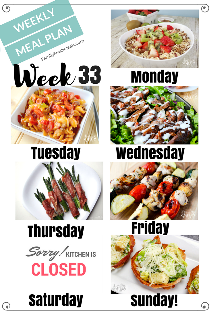 Easy Weekly Meal Plan Week 33