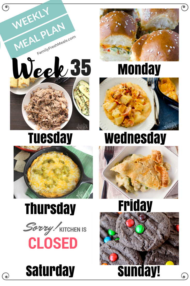 Easy Weekly Meal Plan Week 35