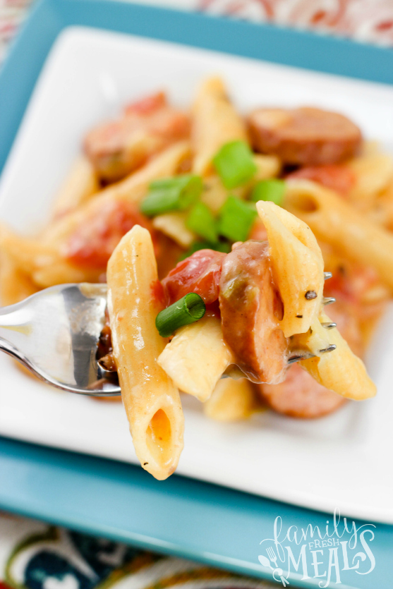 One Pot Cheesy Pasta and Sausage Recipe - Family Fresh Meals