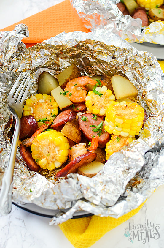 Shrimp and Sausage Foil Packets Recipe - Family Fresh Meals