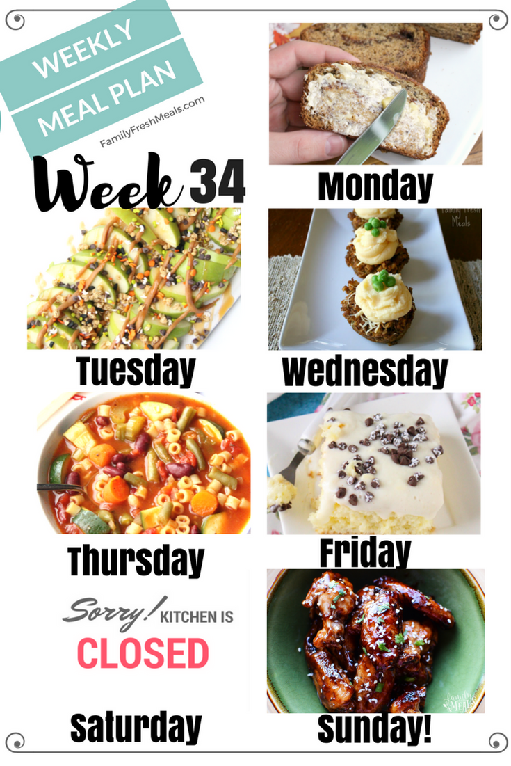 Easy Weekly Meal Plan Week 34