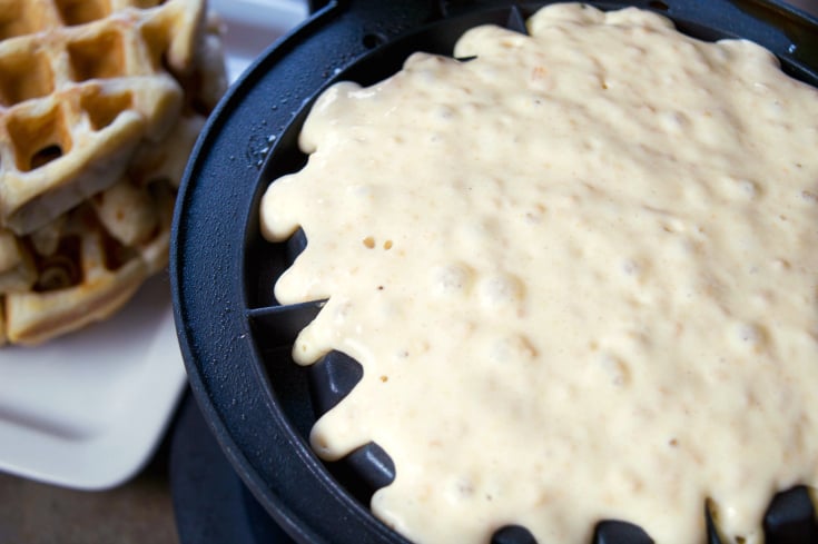 Cinnamon Toast Crunch Waffles - Flavored waffles in a waffle iron