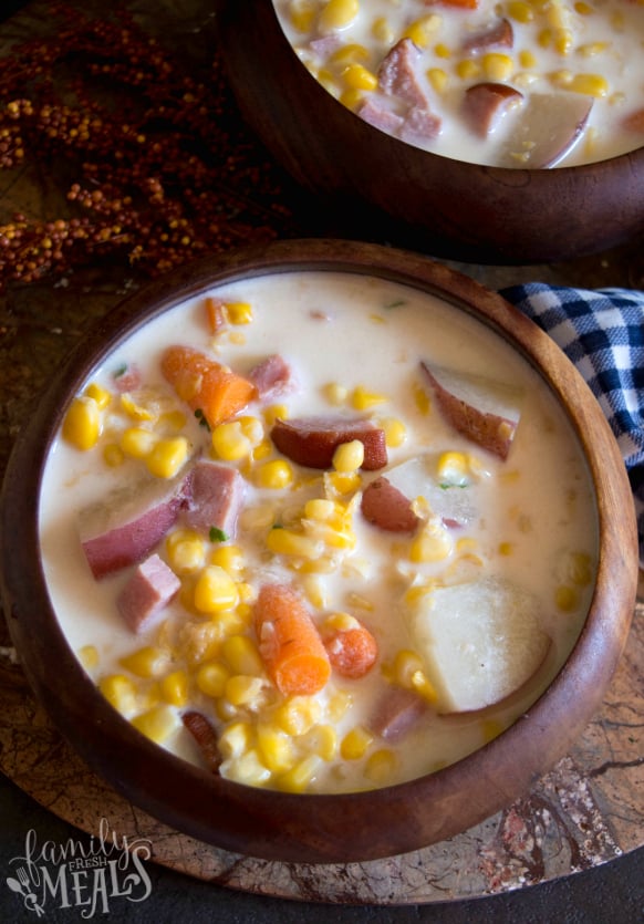 Creamy Crockpot Corn Chowder Recipe -Family Fresh Meals