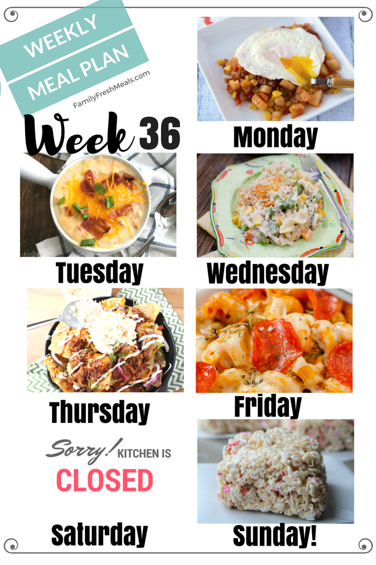 Easy Weekly Meal Plan Week 36