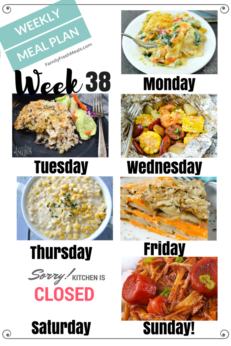 Easy Weekly Meal Plan Week 38