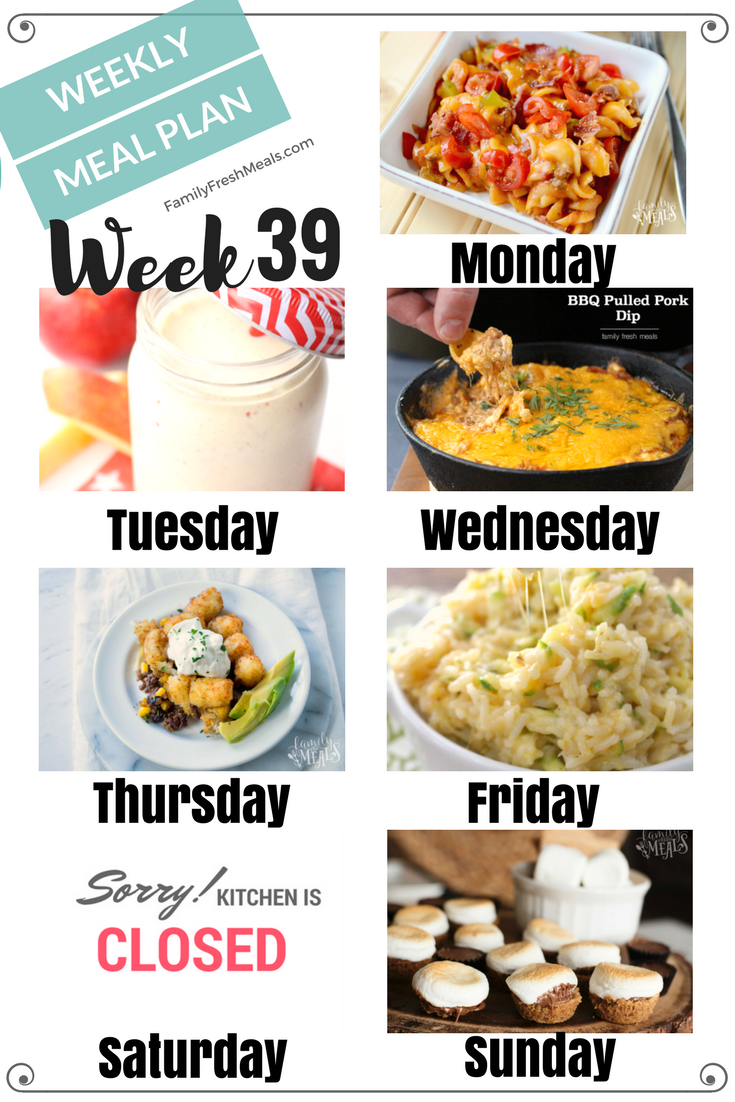 Easy Weekly Meal Plan Week 39