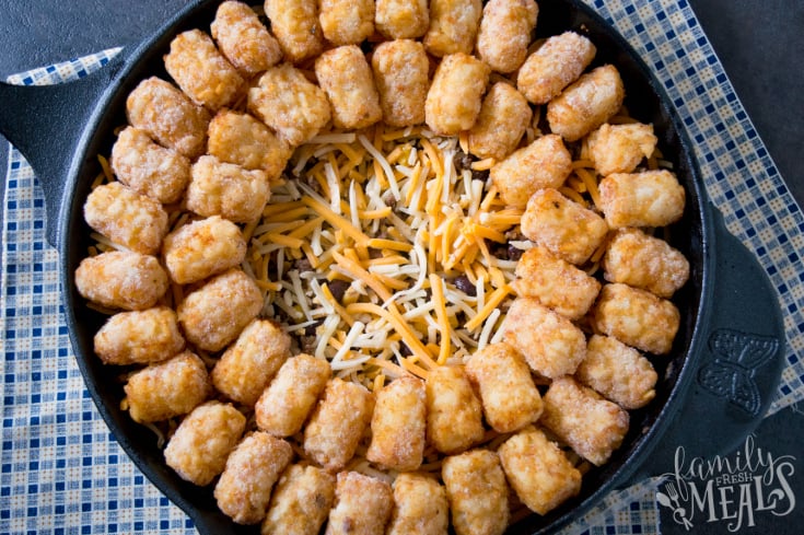 Mexican Tater Tot Casserole - tater tots on top of casserole