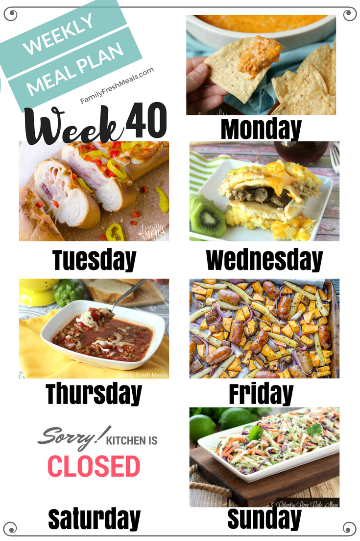 Easy Weekly Meal Plan Week 40