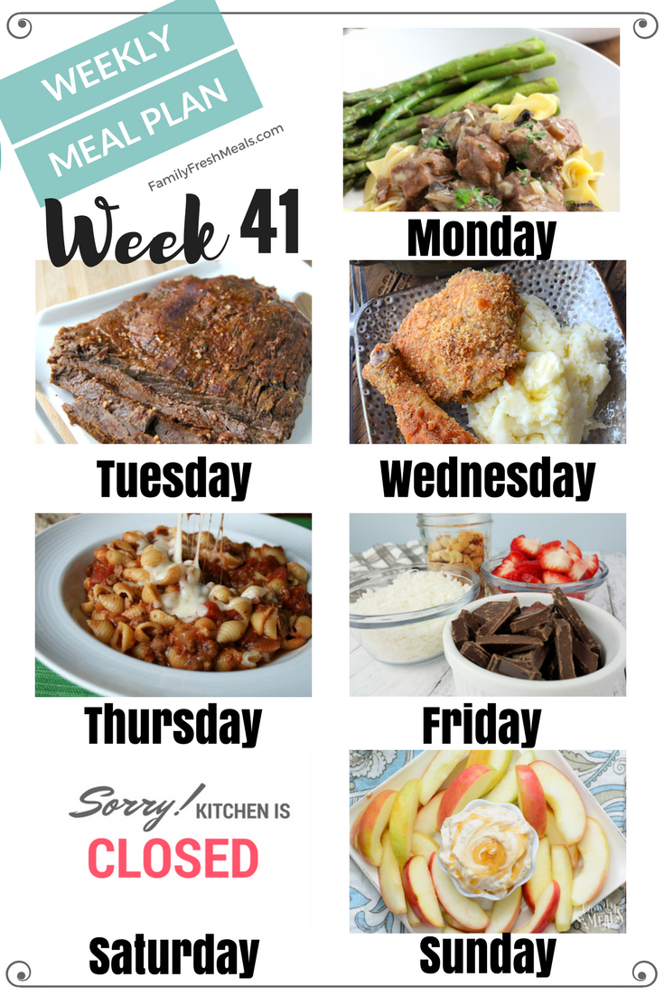 Easy Weekly Meal Plan Week 41