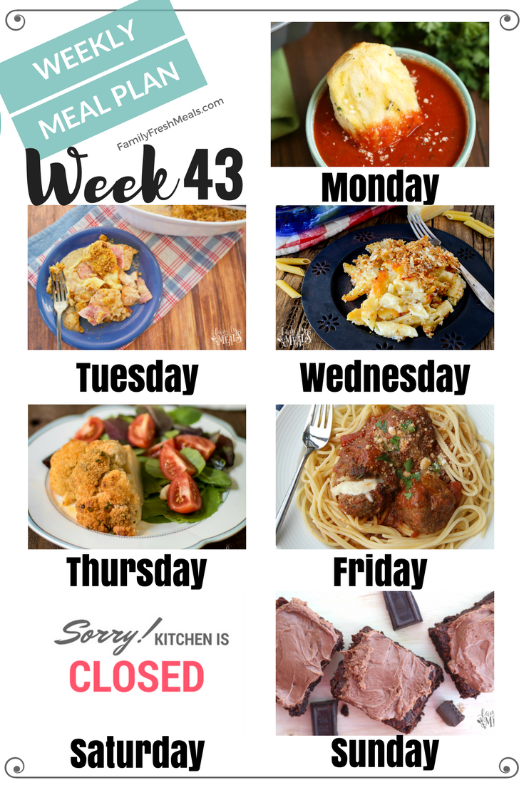 Easy Weekly Meal Plan Week 43