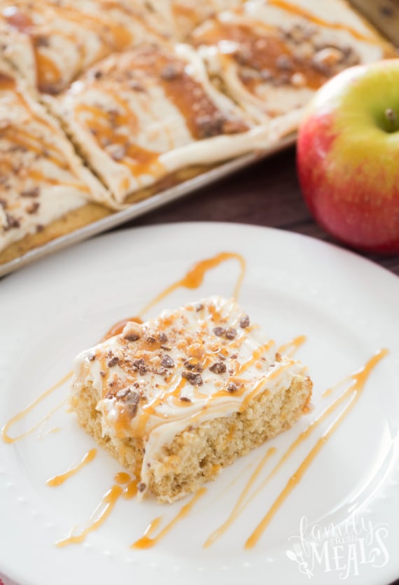 Caramel Apple Sheet Cake Recipe -- Family Fresh Meals