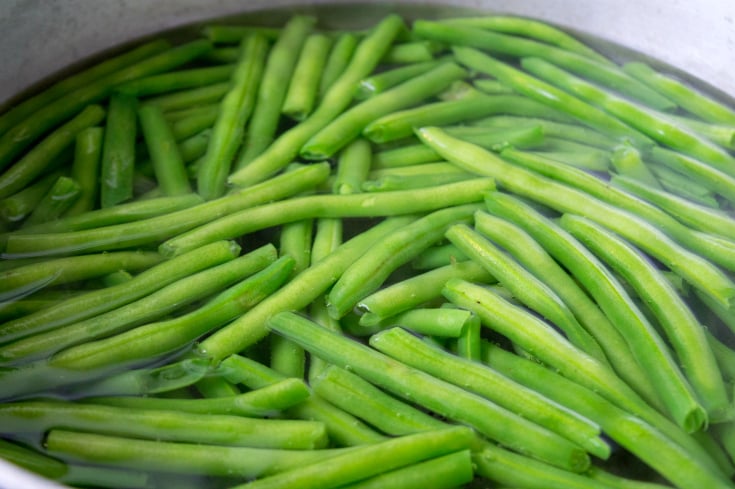 Cheesy Ham Green Bean Casserole - how to blanch fresh green beans