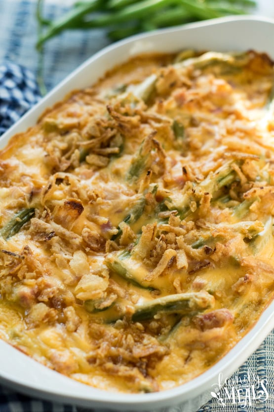 Cheesy Ham Green Bean Casserole - Cooked casserole recipe from family fresh meals