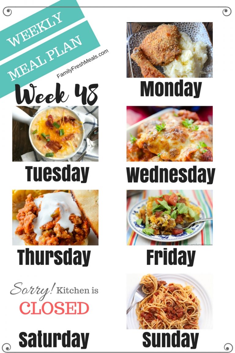 Easy Weekly Meal Plan Week 48
