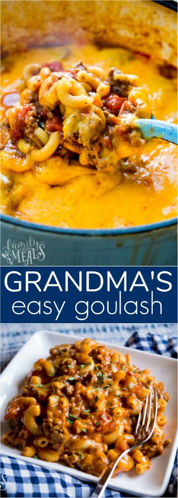 Grandma's Easy Goulash Recipe #goulash #goulashrecipeseasy #easyrecipe #familyfreshmeals #dinner #onepot #dinnerrecipes #dinnerideas #groundbeef #groundbeefrecipes #goulash via @familyfresh