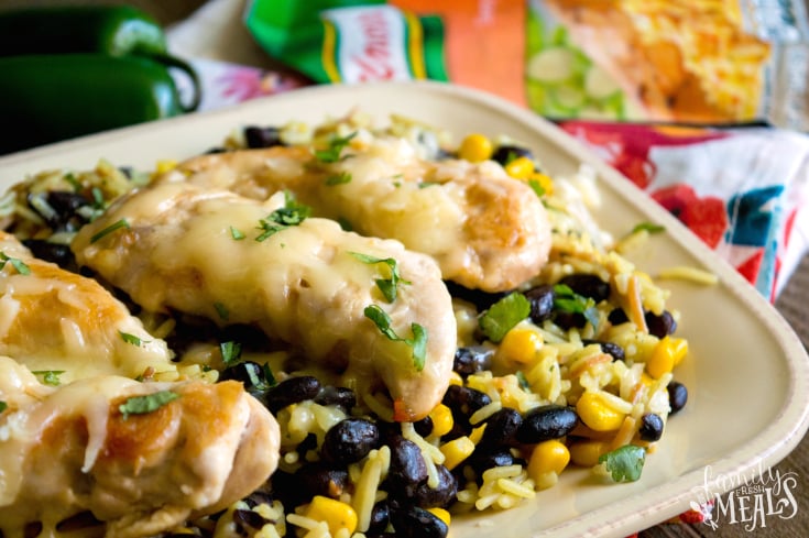 One Pot Cheesy Chicken Monterey - Easy Cheesy Chicken And Rice Recipe - Family Fresh Meals