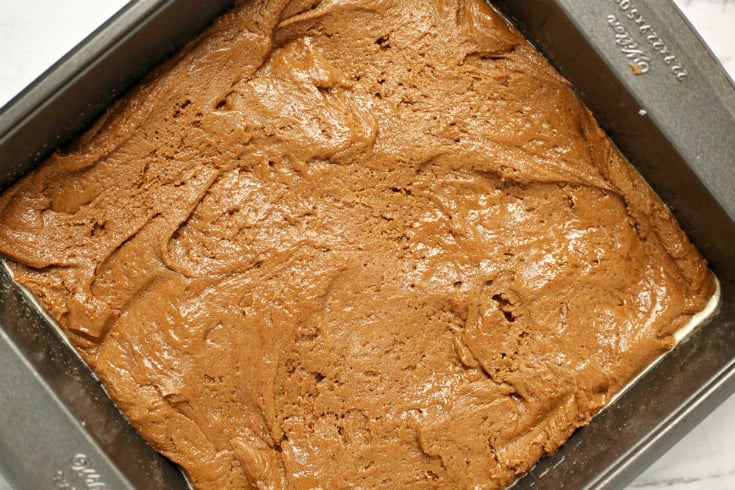 Gingerbread Cookie Bars - Batter in pan