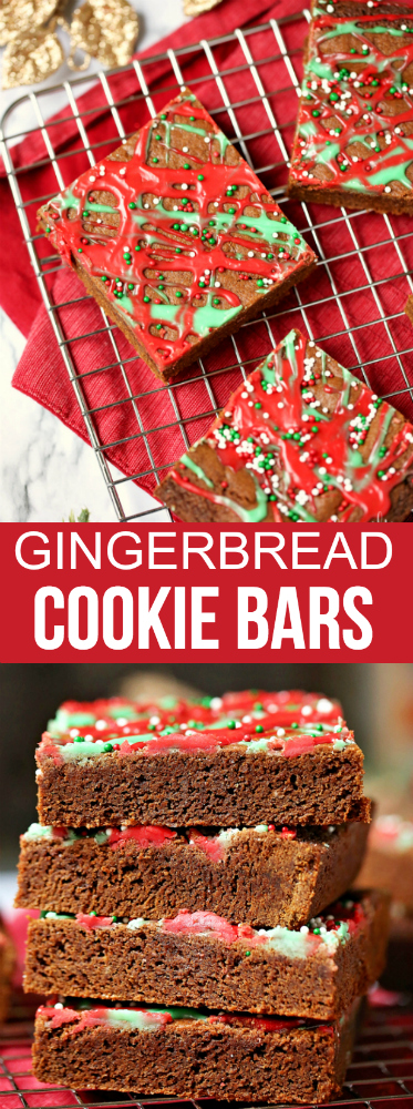 These Gingerbread Cookie Bars are a classic, dark gingerbread, loaded with molasses, ginger, and nutmeg; all the spicy-sweet flavor you want! via @familyfresh