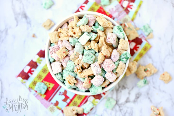 Holiday Muddy Buddies Chex Mix Recipe- Family Fresh Meals