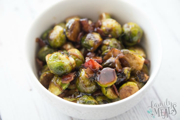 Honey Bacon Brussels Sprouts - Served in bowl