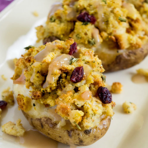 Loaded Thanksgiving Leftover Baked Potatoes - Family Fresh Meals