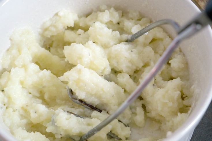 Loaded Thanksgiving Leftover Baked Potatoes - Mashed potatoes in bowl