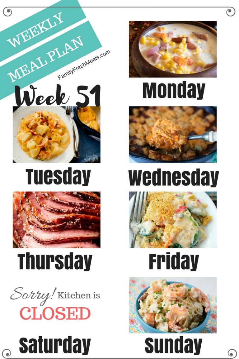 Easy Weekly Meal Plan Week 51