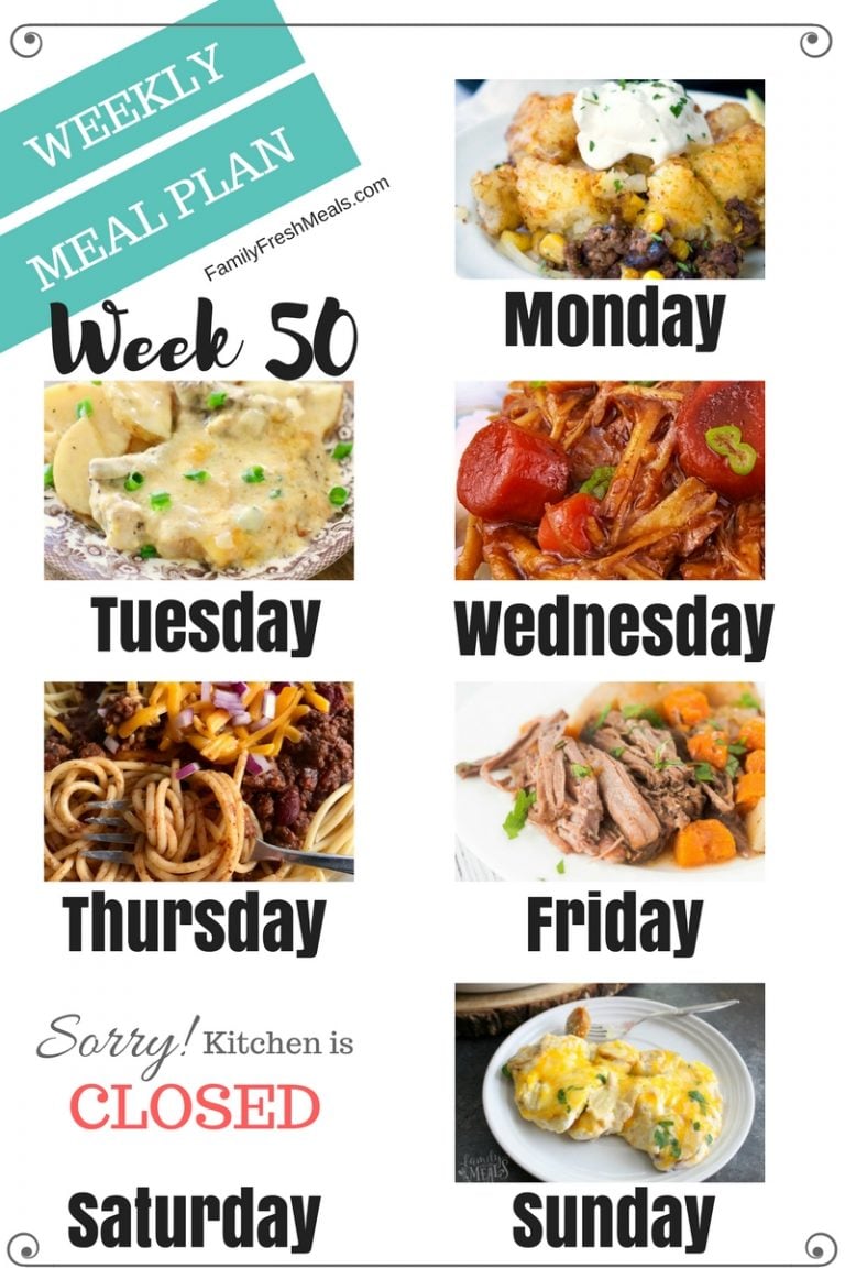 Easy Weekly Meal Plan Week 50