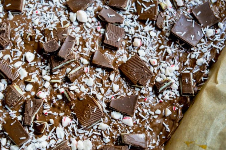 Andes Chocolate Toffee Bark - dessert in pan cooling