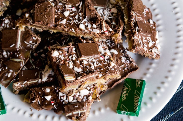 Andes Chocolate Toffee Bark - served on a plate