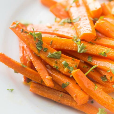 Honey Garlic Roasted Carrots - Family Fresh Meals - Carrots plated